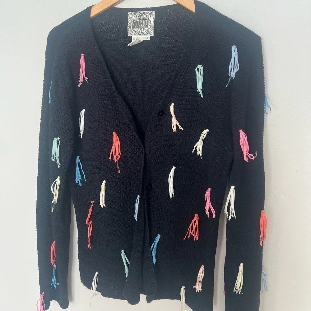Vintage Curio Tassel Tie Button Front Cardigan Medium